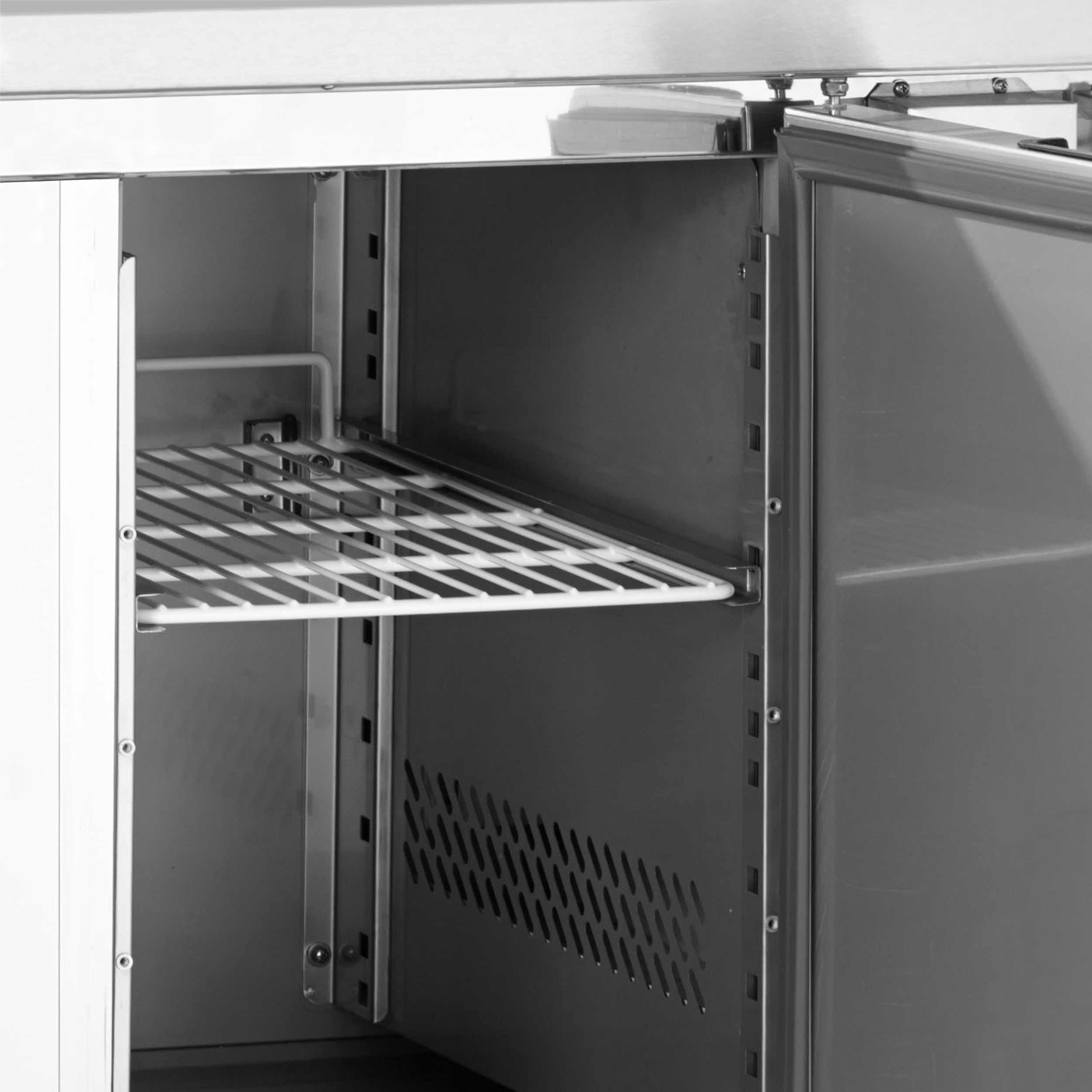 Comptoir à pizza professionnel en acier inoxydable dessus granite 3 portes pleines positif - GP93 - Tefcold en cuisine professionnelle