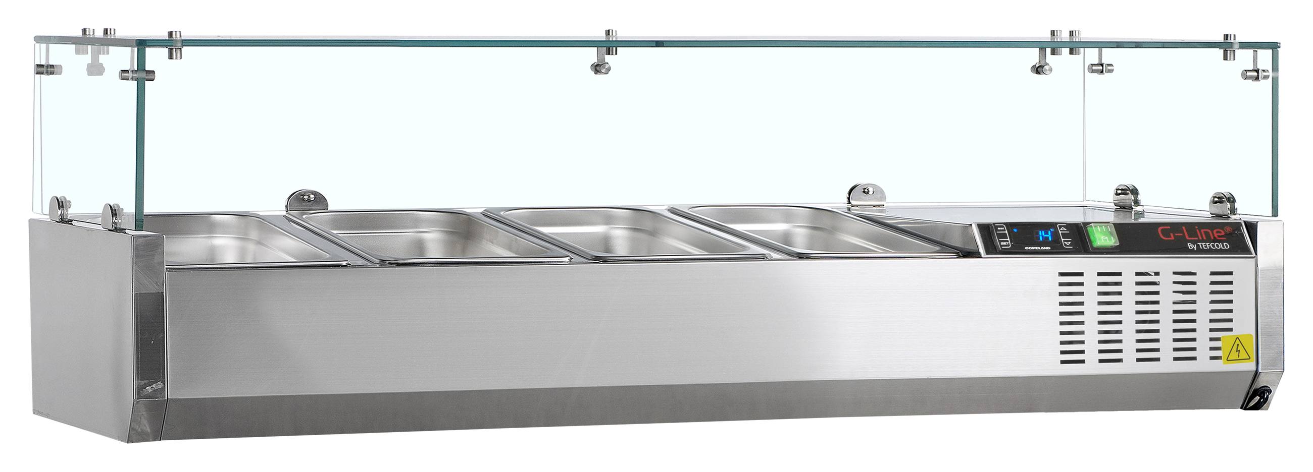 Unité de garniture réfrigérée couvercle vitré capacité 28,4 litres positive - GVC38-120 - Tefcold