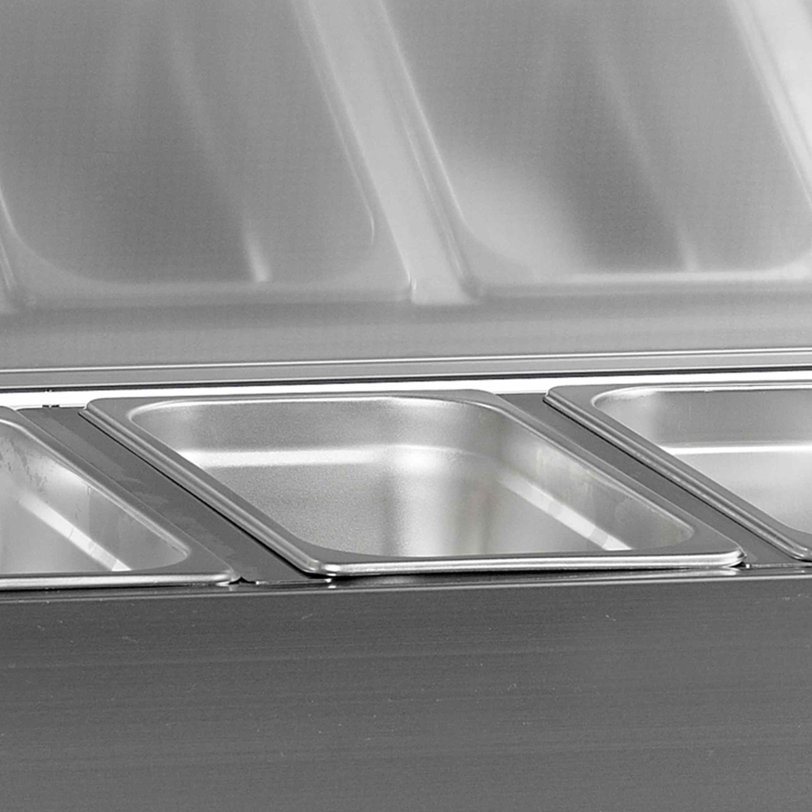 Unité de garniture réfrigérée avec couvercle inox capacité 42,6 litres positive - GVC38-150 S/S - Tefcold en cuisine professionnelle