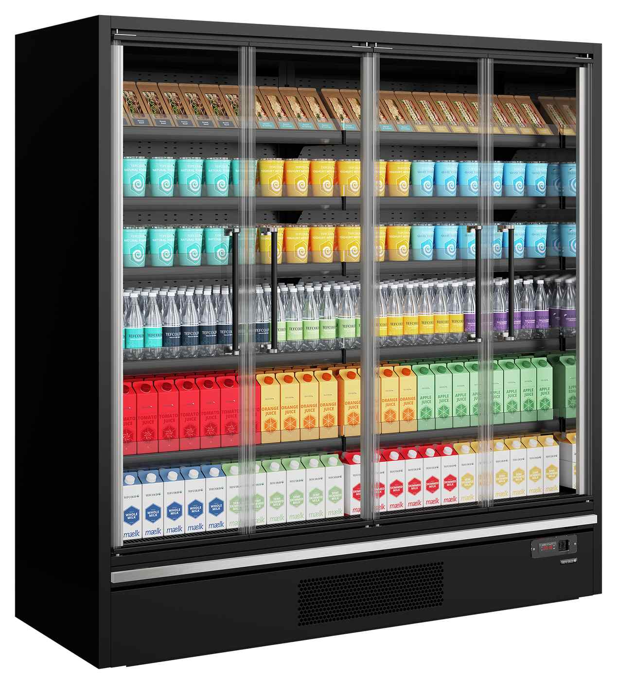 Vitrine réfrigérée professionnelle noire 4 portes vitrées positive - Galaxy+ GP20FGD Maxi Black - Tefcold en cuisine professionnelle