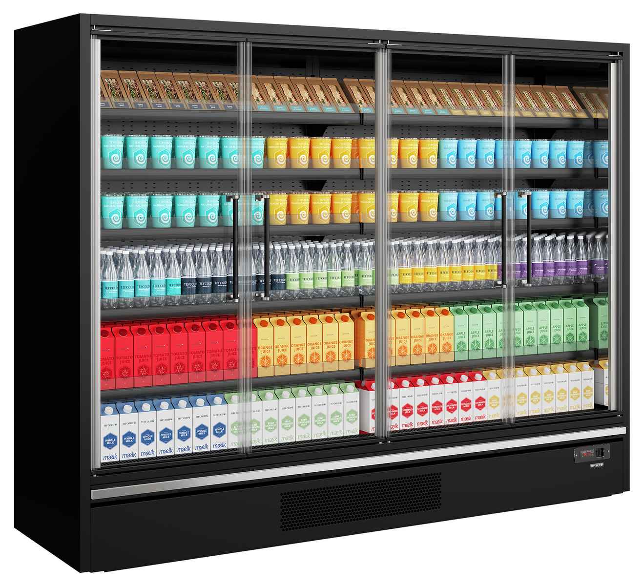 Vitrine réfrigérée professionnelle noire 4 portes vitrées positive - Galaxy+ GP26FGD Black - Tefcold en cuisine professionnelle