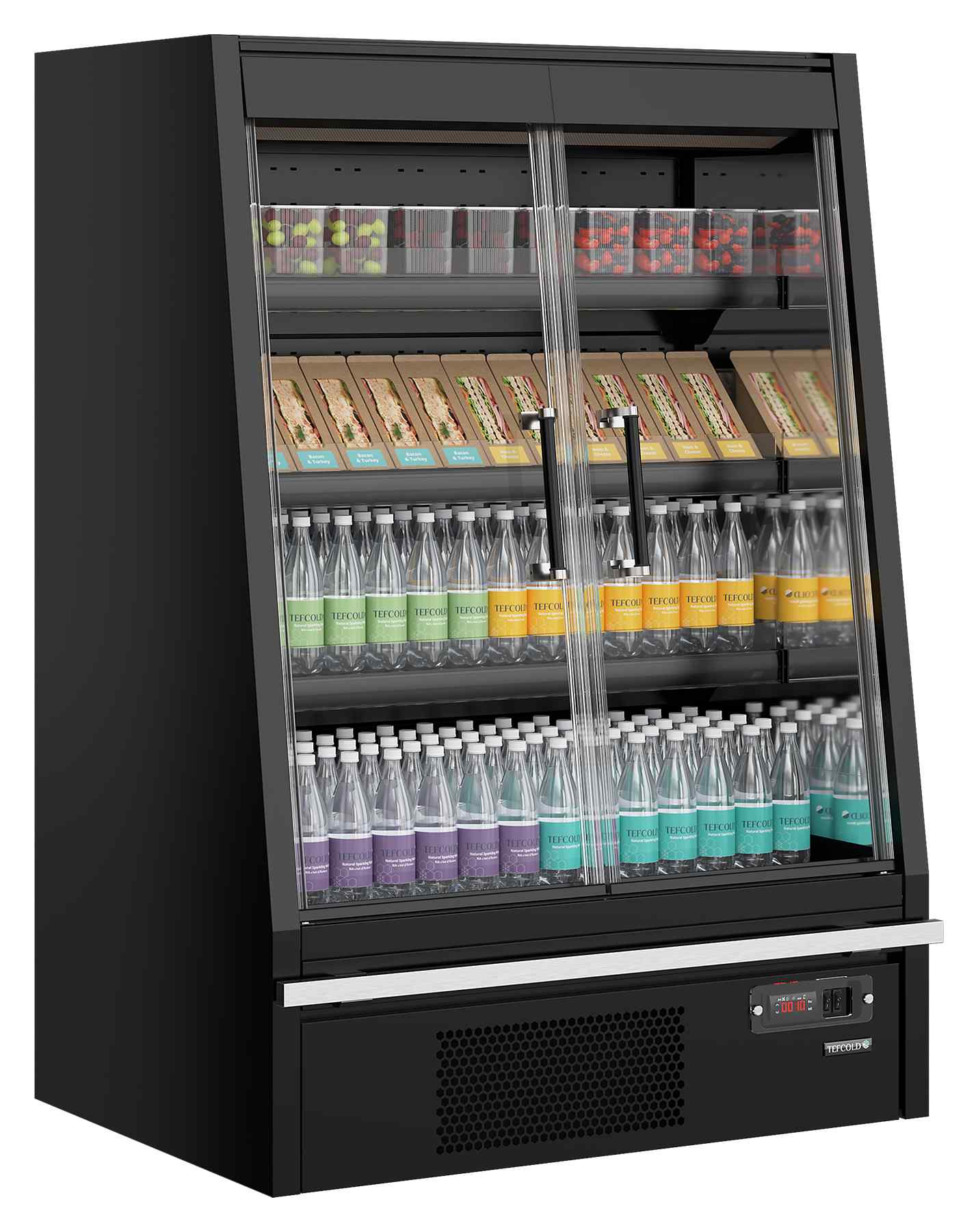 Vitrine réfrigérée professionnelle noire 2 portes vitrées positive - Galaxy+ GPL10FGD Black - Tefcold en cuisine professionnelle