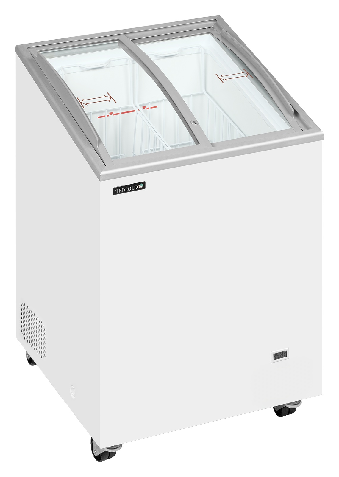 Congélateur coffre professionnel couvercles coulissants vitrés bombés 85 litres négatif 2 paniers - IC102SCEB - Tefcold