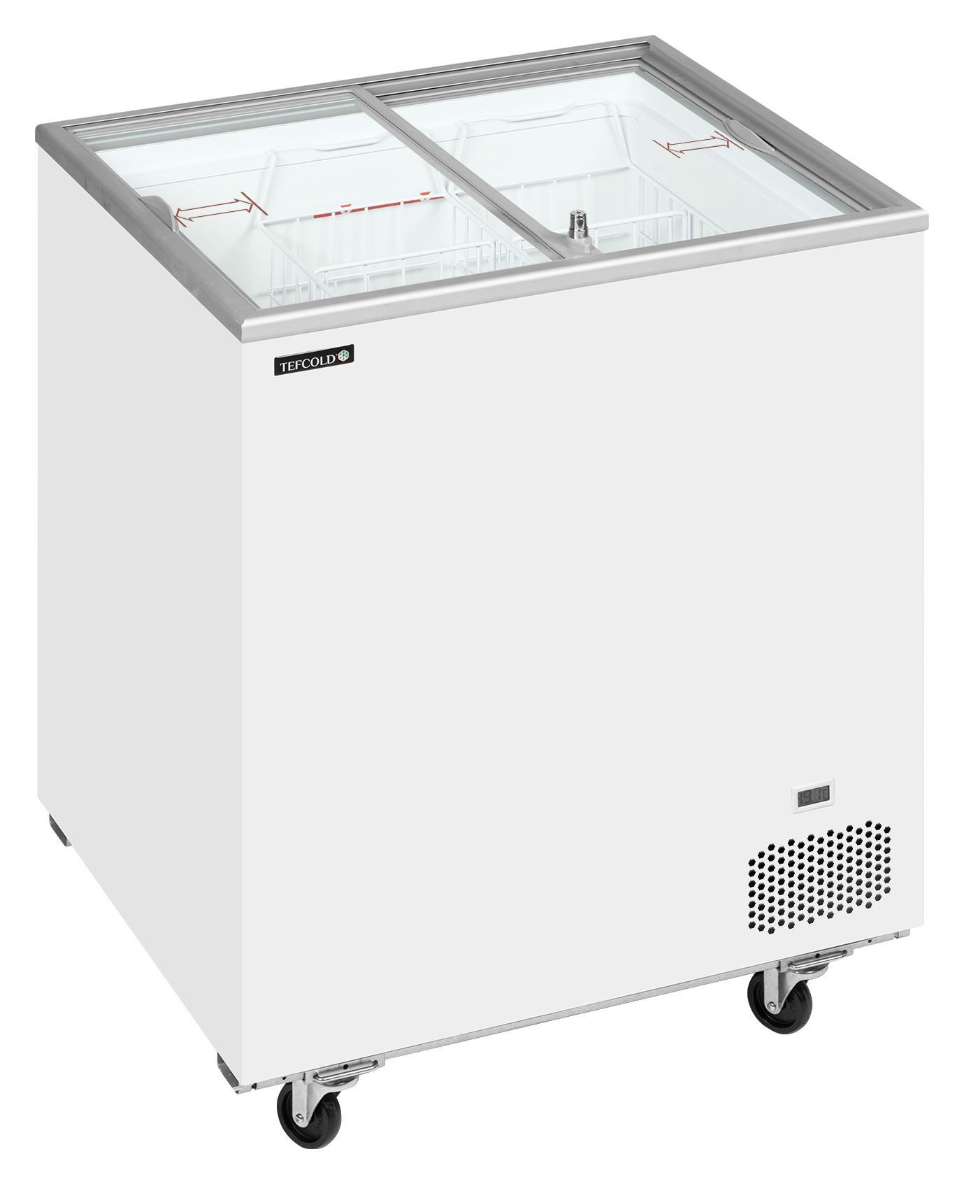Congélateur coffre professionnel couvercles coulissants vitrés plats 155 litres négatif - IC202SC - Tefcold