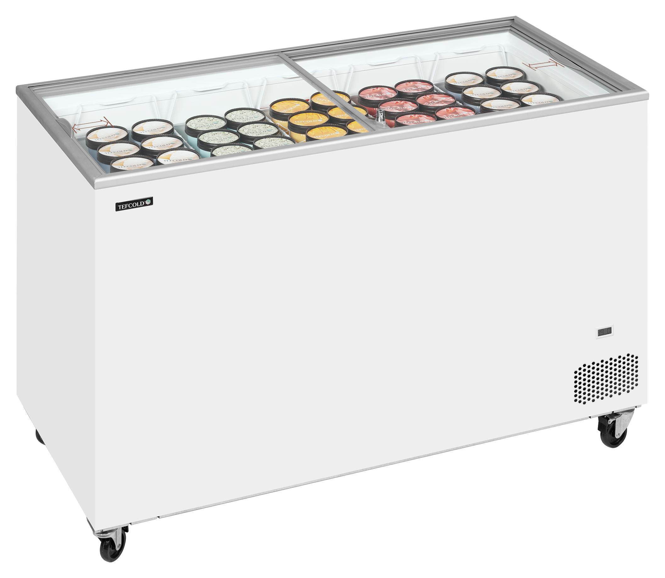 Congélateur coffre professionnel couvercles coulissants vitrés plats 350 litres négatif - IC402SC - Tefcold en cuisine professionnelle