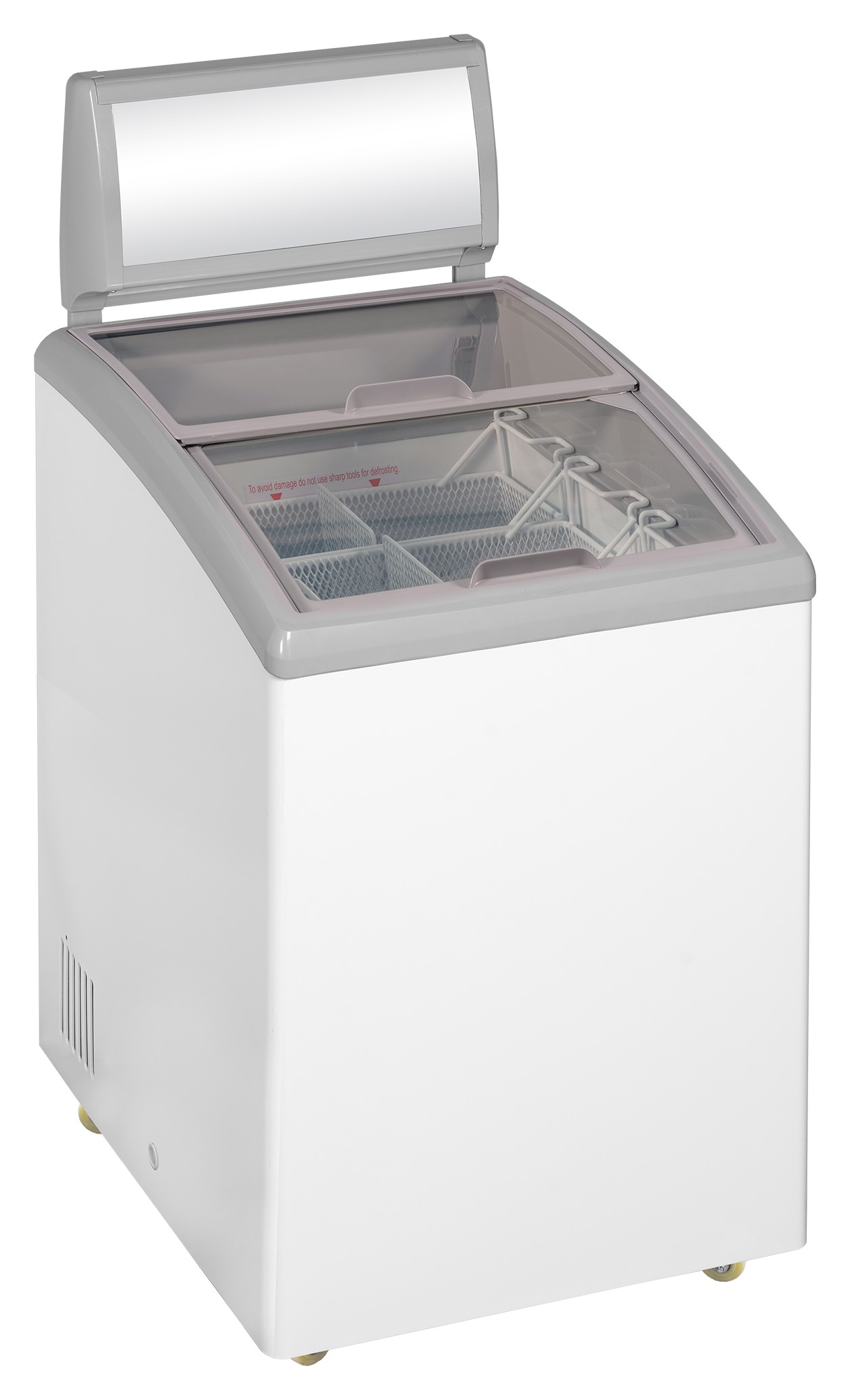 Congélateur coffre professionnel couvercles coulissants vitrés bombés 110 litres capacité nette statique blanc - IDC152C-W1 - Tefcold