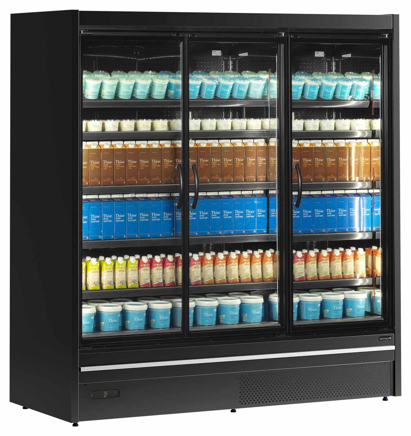 Vitrine réfrigérée professionnelle noire 3 portes vitrées positive - MDCA1875HB-2 - Tefcold en cuisine professionnelle
