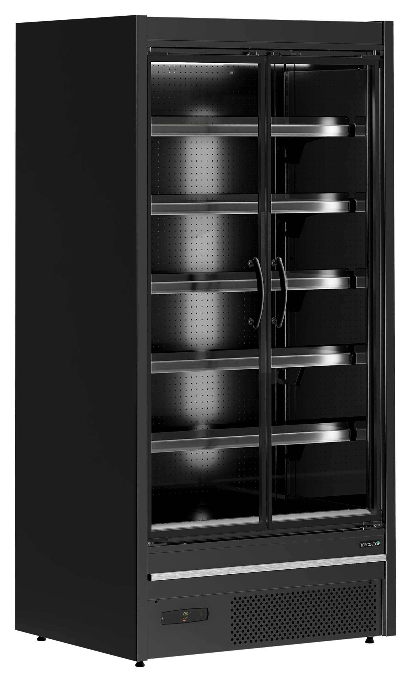Vitrine réfrigérée professionnelle Noire 2 portes vitrées positive - MDCA937HB - Tefcold