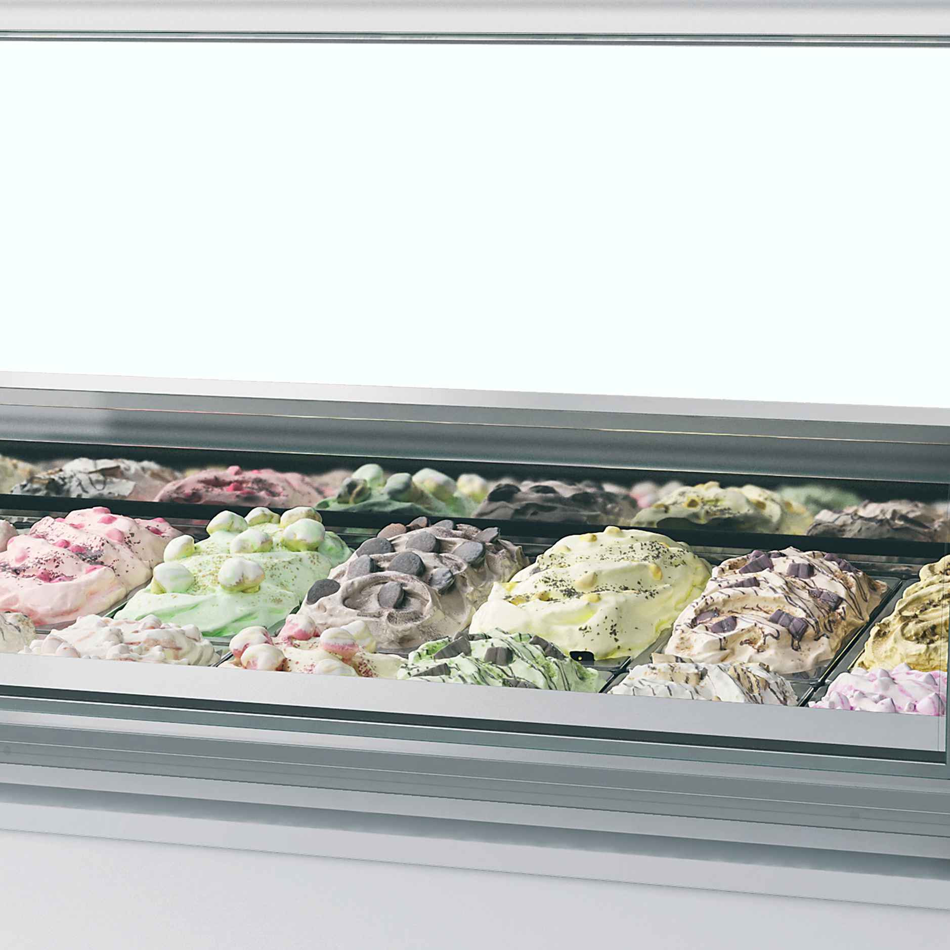 Vitrine professionnelle à froid ventilée pour 16 bacs de glace avec façade bombée - MILLENNIUM LX16 - Tefcold en cuisine professionnelle