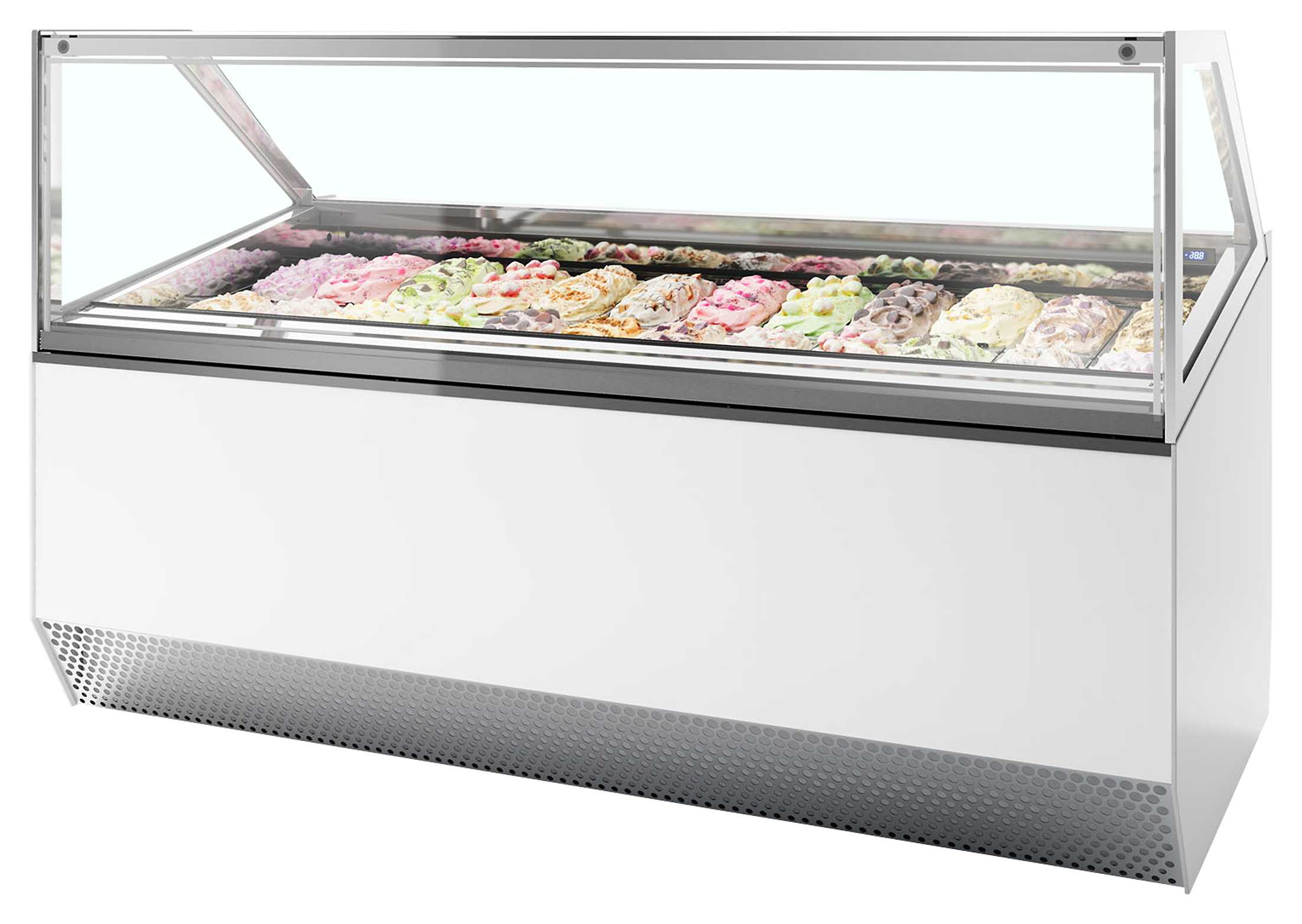 Vitrine professionnelle à froid ventilée pour 24 bacs de glace avec façade droite - MILLENNIUM ST24 - Tefcold