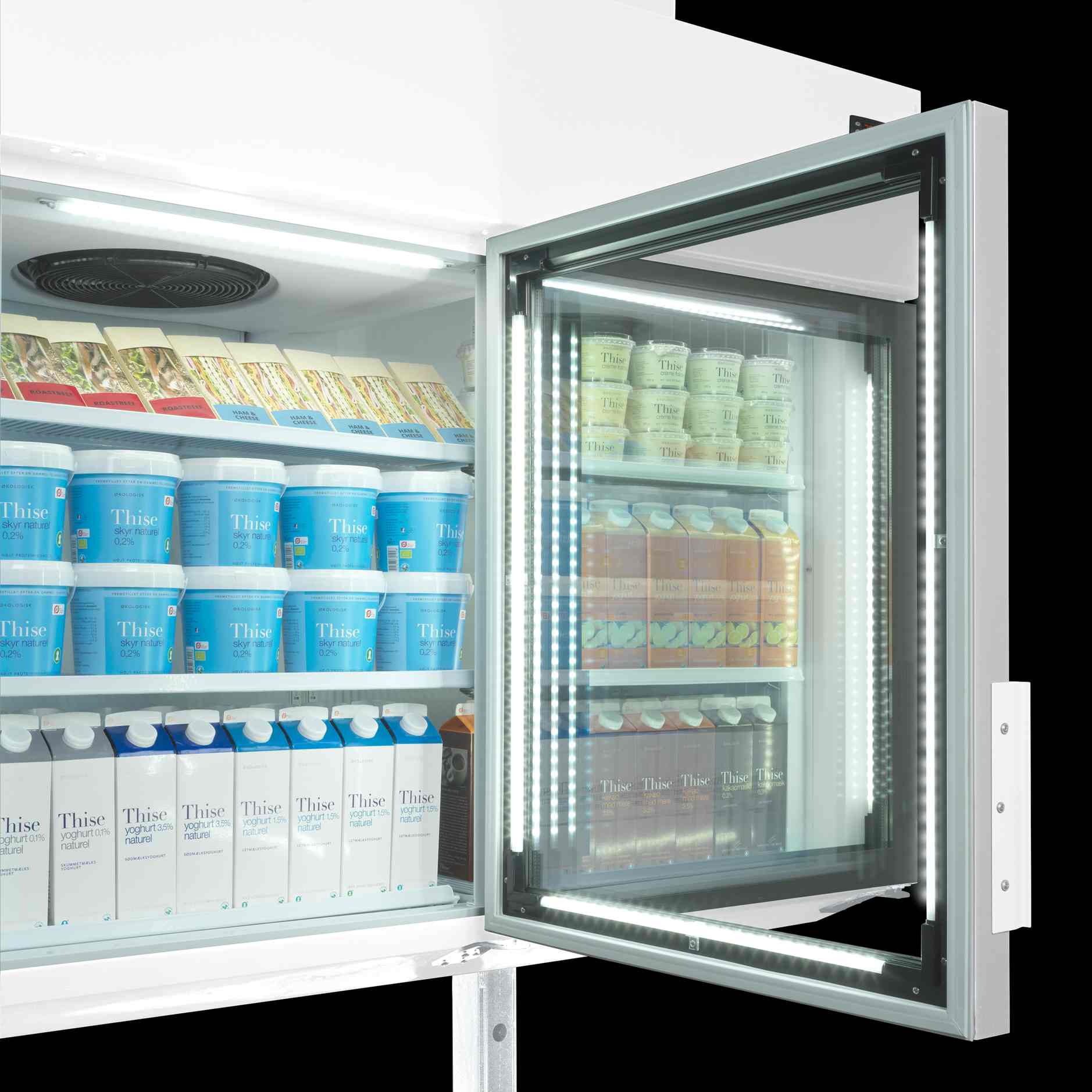 Congélateur-réfrigérateur mural professionnel Blanc 4 portes vitrées positive et négative - MTF250 VS - Tefcold en cuisine professionnelle