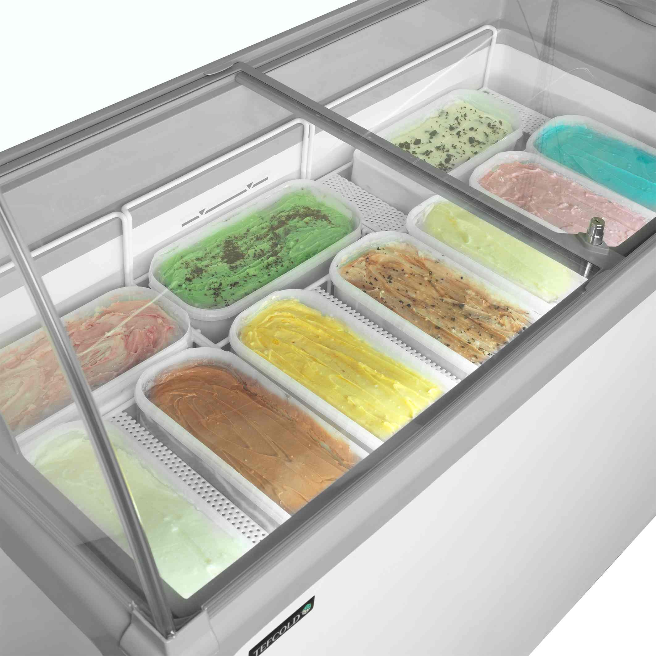 Vitrine à glace statique couvercles vitrés coulissants, volume net 298 l, température négative - NIC402SC-SO - Tefcold en cuisine professionnelle