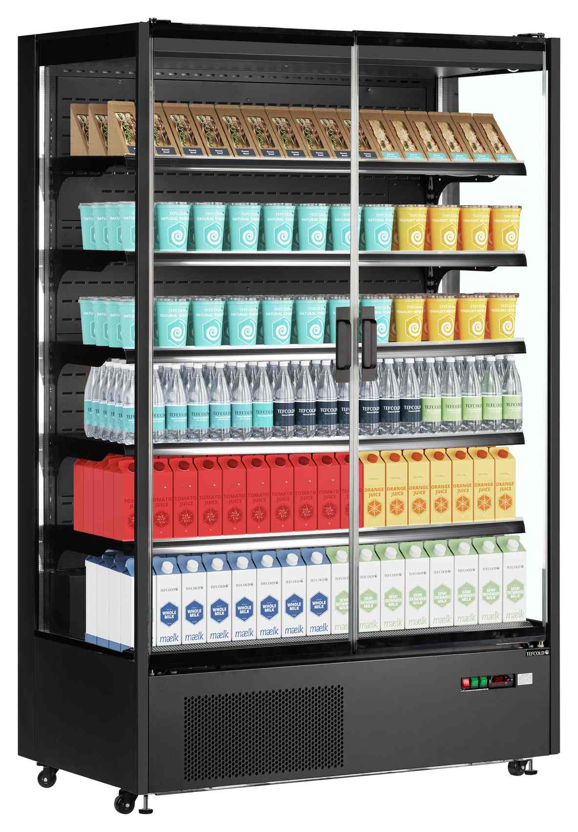 Vitrine réfrigérée professionnelle noire 2 portes vitrées positive - PC1250B - Tefcold en cuisine professionnelle