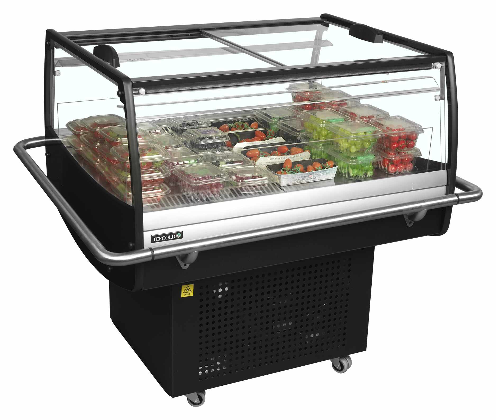 Réfrigérateur professionnel noir 105 L positif couvercles vitrés coulissants - PDC90SL-2 - Tefcold en cuisine professionnelle