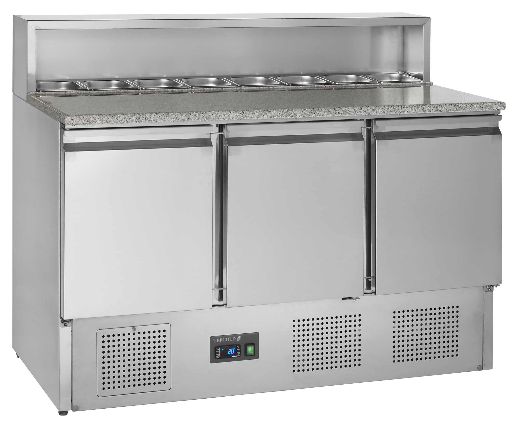 Équipement professionnel dessus granite 3 portes pleines positif - PT930 - Tefcold