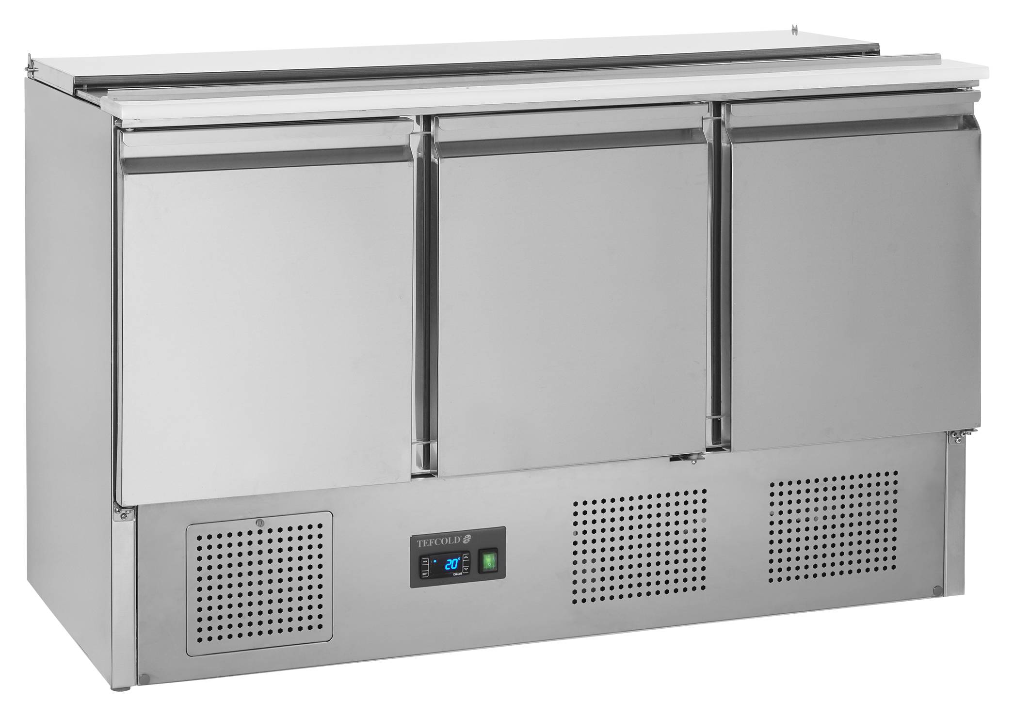 Comptoir professionnel pour saladette 3 portes pleines positif - SA1365 - Tefcold