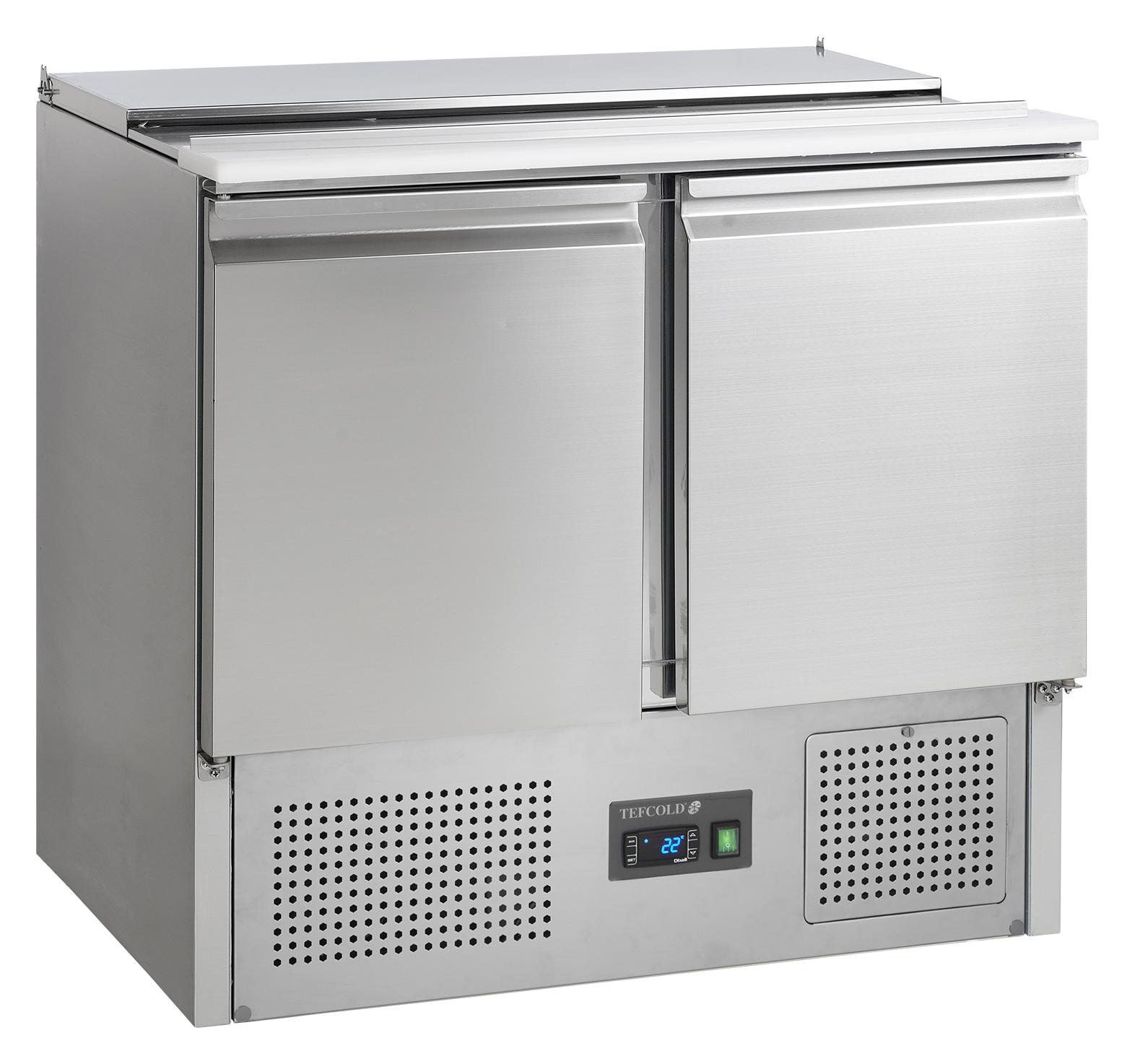 Comptoir professionnel saladette 2 portes pleines capacité bacs GN plage de température positif - SA920 - Tefcold