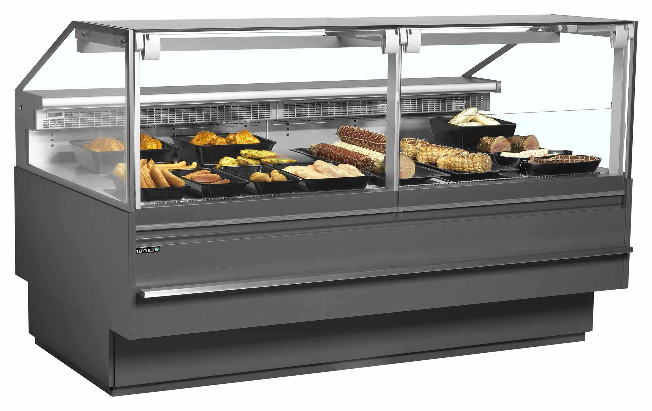 Vitrine professionnelle positive grise RAL7015 avec réserve 489 l 900 mm - SOCA18790A - Tefcold en cuisine professionnelle