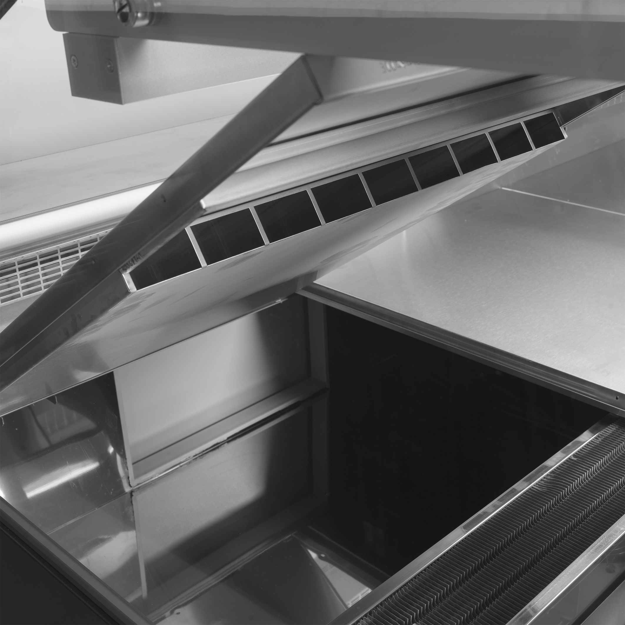 Vitrine de service premium positive avec réserve grise RAL7015 900 mm - SOCA37590A - Tefcold en cuisine professionnelle