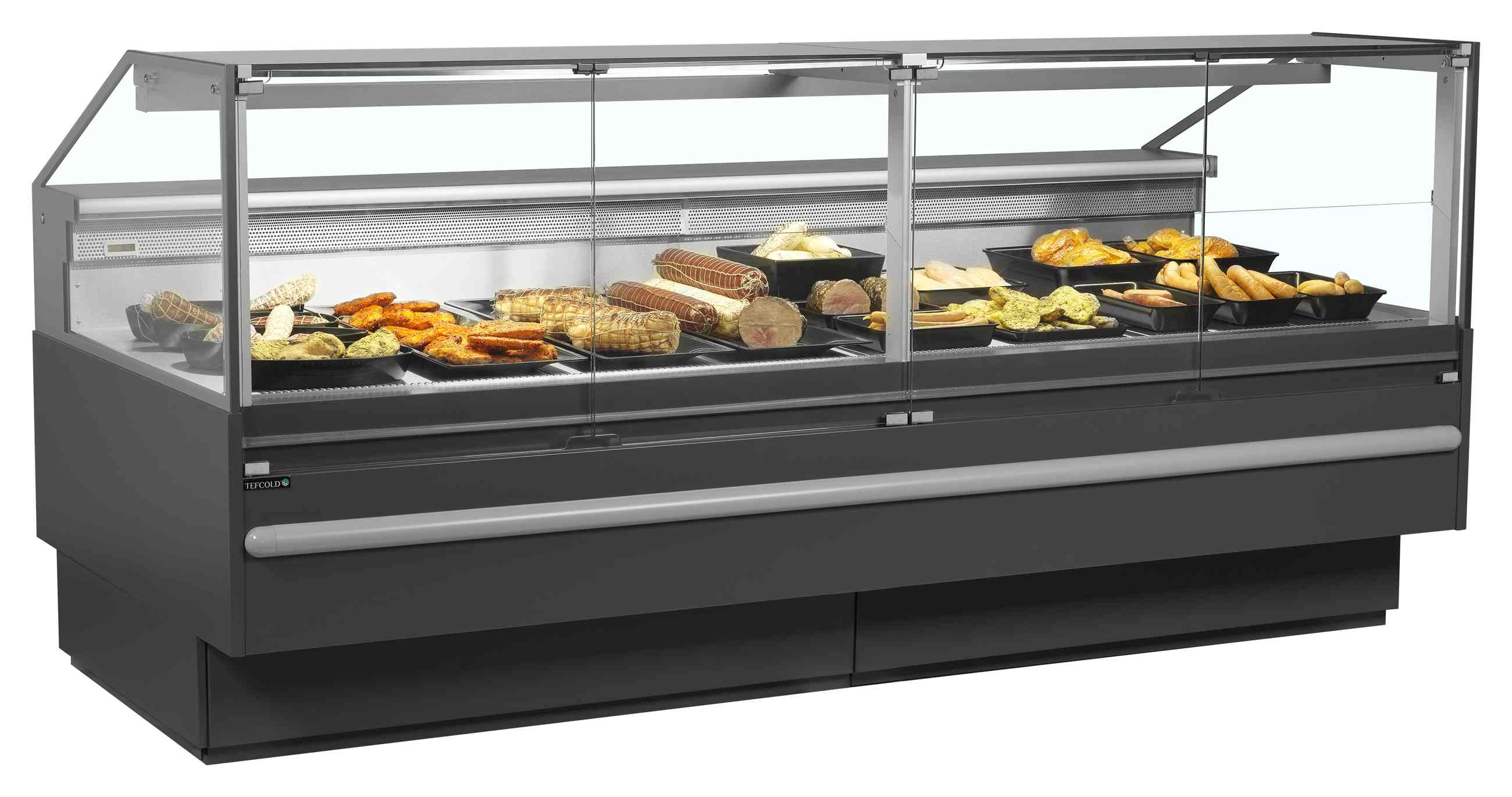 Vitrine de service ventilée positive grise RAL7015 avec réserve 627 l 1660 mm - SOCB25082A - Tefcold en cuisine professionnelle