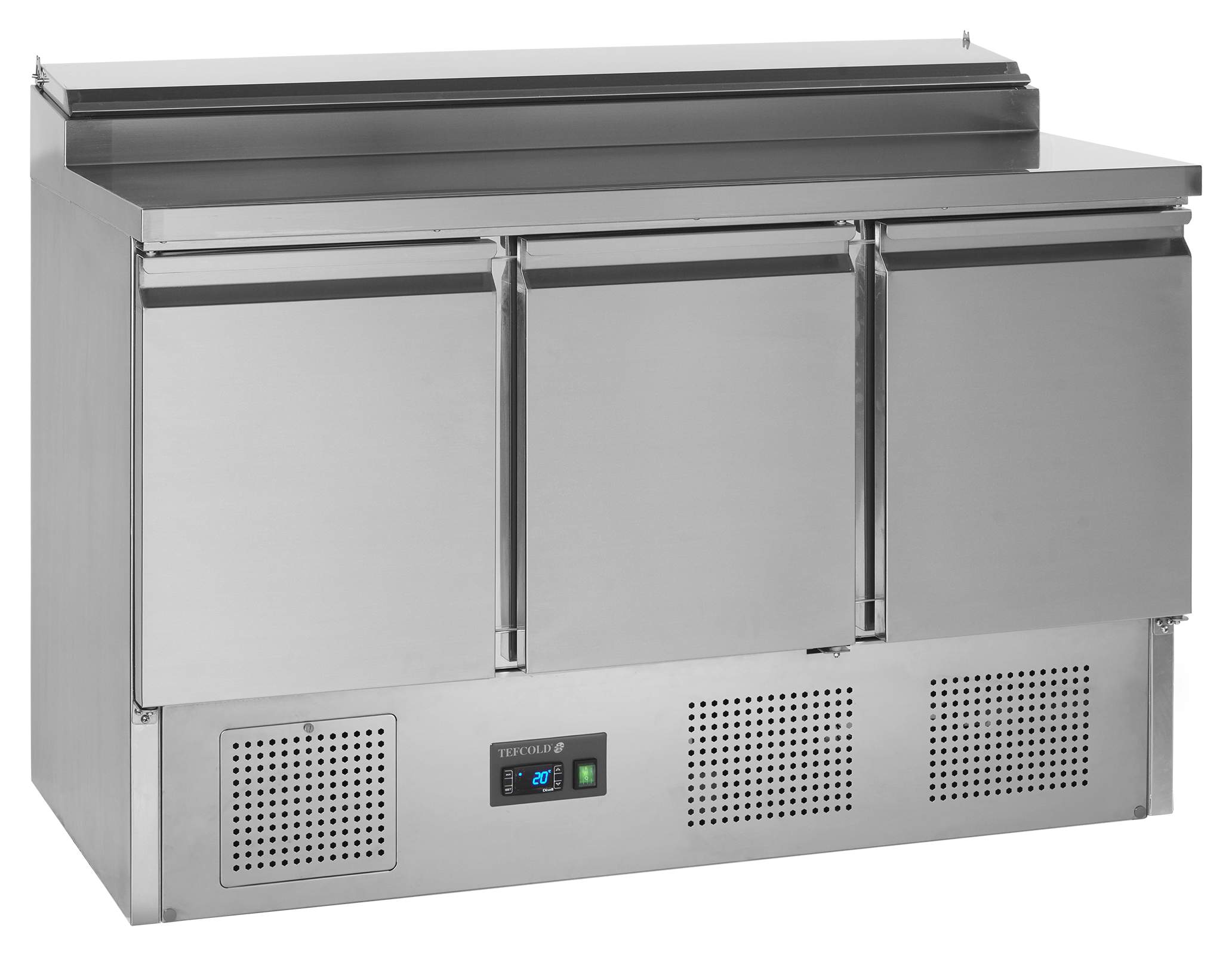 Comptoir professionnel 3 portes pleines avec cuve de refroidissement pour GN1/6 positif - SS1435 - Tefcold