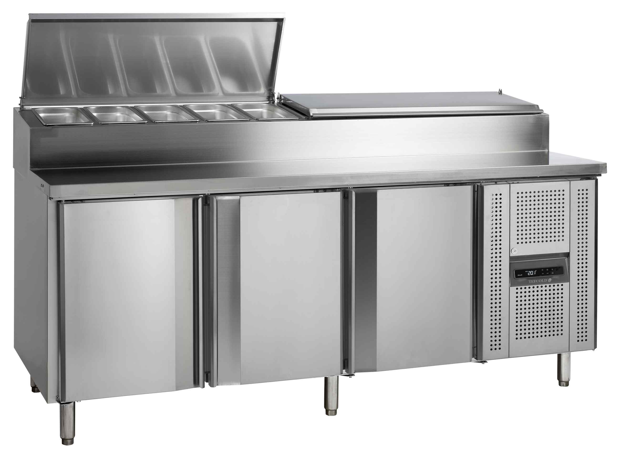 Comptoir professionnel à 3 portes avec cuve de refroidissement pour GN1/3 positif - SS8300 - Tefcold
