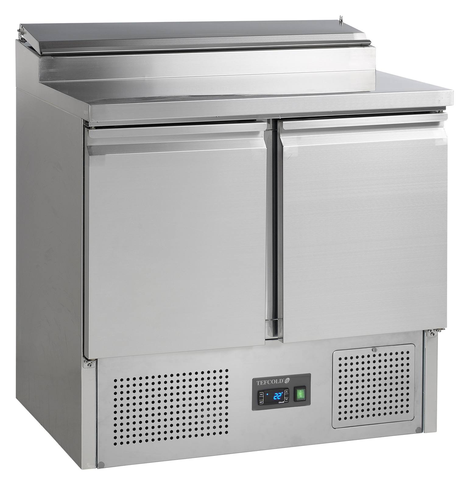 Comptoir réfrigéré professionnel 2 portes pleines capacité GN1/6 positif - SS920 - Tefcold