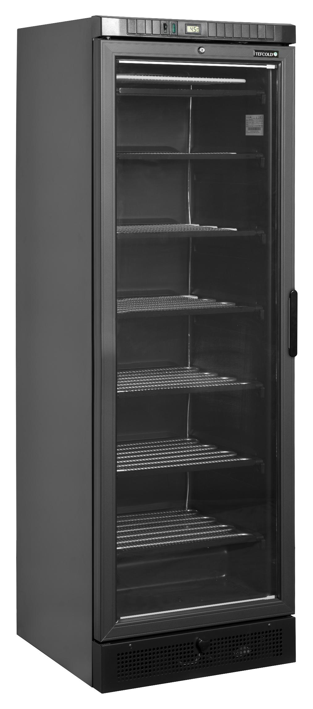 Vitrine négative professionnelle 1 porte vitrée chauffée chromé 270 l - UFSC371G Black L/H - Tefcold