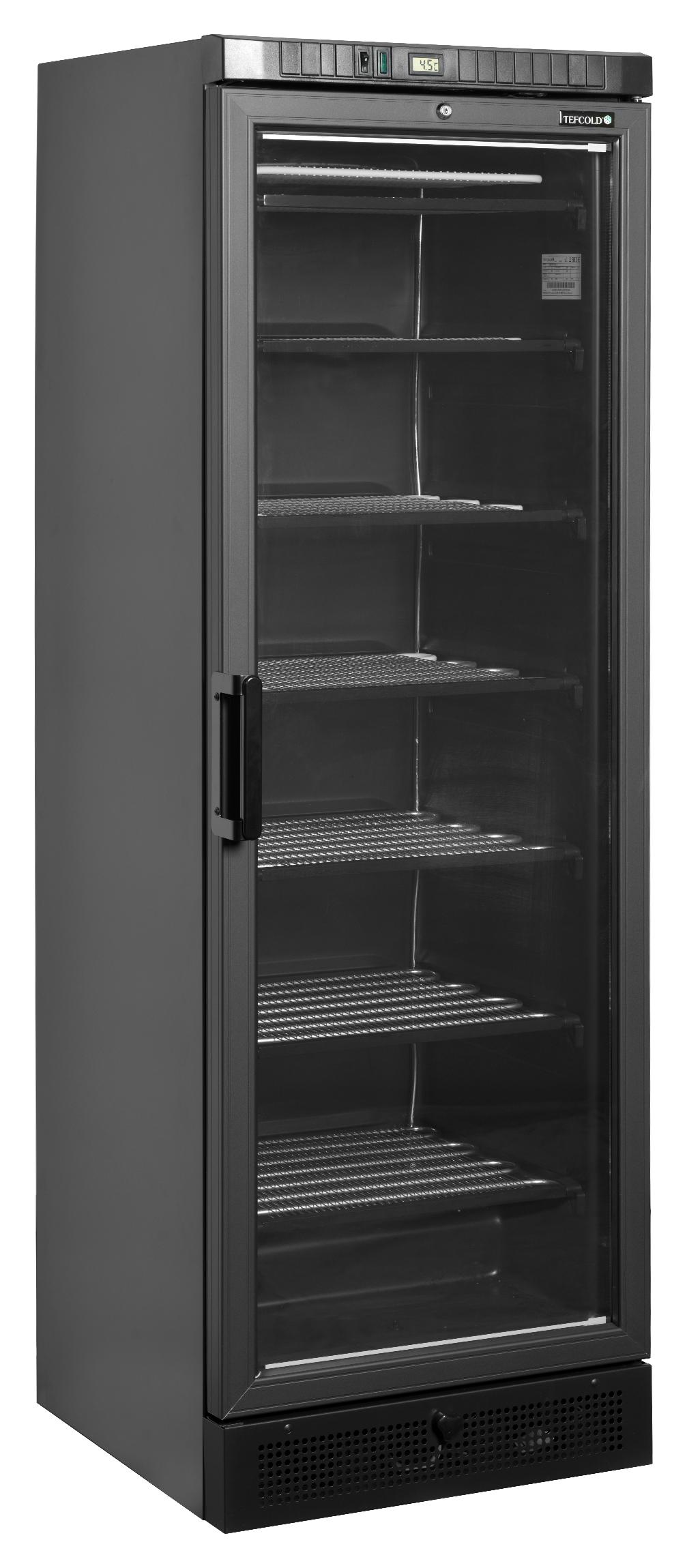 Vitrine négative professionnelle 1 porte vitrée chromé 270 L - UFSC371G Black - Tefcold
