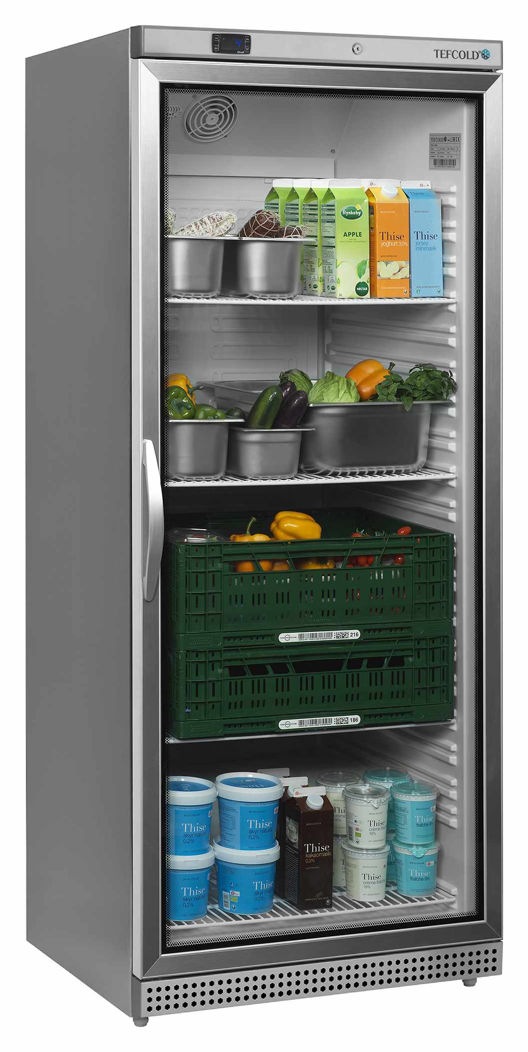 Meuble réfrigéré professionnel 1 porte vitrée Blanc 570 L - UR600SG - Tefcold en cuisine professionnelle